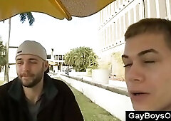 Sexy gay boys sucking cock outdoor