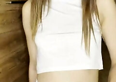 Charming whore in underware shows her breasts????