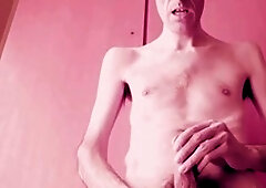 British lad Freddie Sunfields strips down in pink for a steamy solo show