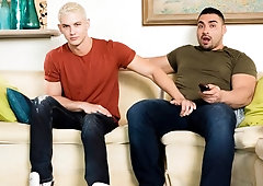 Couch-based butt blasting session with Derek Wulf and Jay Dymel