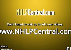 Nice-Looking Chick Roxy Mendez Undresses off Pants and Wanks in Ebony Stockings and Heels