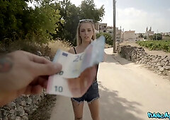 Lya Missy lets inked dude to touch her boobs for money!