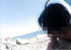 Mother I'd Like To Fuck Exhibitionist Outdoor Amateur Sucks Large Shlong on Nudity Beach public to voyeur with cum Risky Sex near people - MissCr