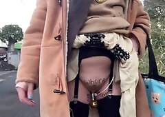 Public fun with a solo crossdresser exploring anal pleasures