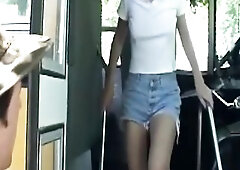 Golden-haired Aged Whore's Oozing Facial After Intensive Bus Fingering