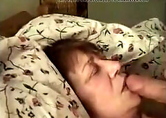 Aged lady sucking shlong and get cum in throat