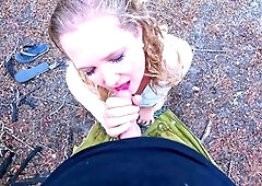 Jungle, blow-job, eye contact blowjob