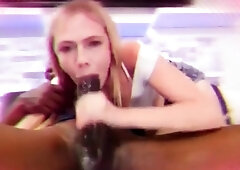 Blonde slut gives hardcore blowjob