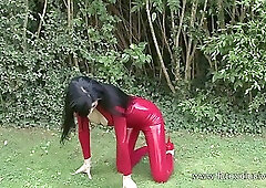Lilly - Red Latex Catsuit