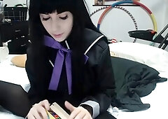 Lovely Amateur teen brunette masturbating outdoor