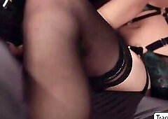 Straight guy licks and analed his horny shemale mistress