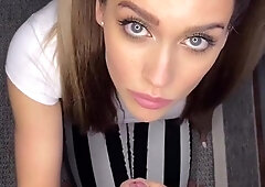 POV Beautiful Girl Blowjob Eye Contact(2K) - Big tits