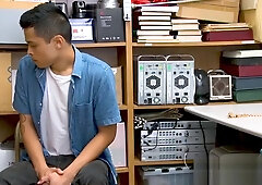 Asian teen 18+ caught stealing so he was detained by a cop
