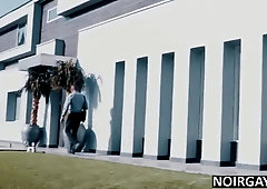 Black gay doctor examines his patient's asshole