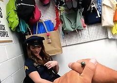 Cute policewoman is a cleptomaniac slut