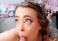 Brunette slut pov blowjob in close up HD