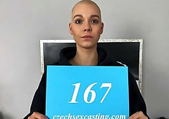 Cute-looking bald doll with tattoos Enigma Silky rides on a dick