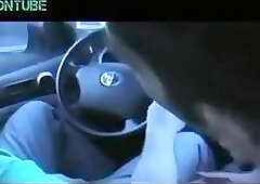 Boys in car on the road jerking and sucking