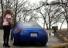 Crossdresser outside jerk off 2