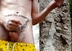 Outdoor - public masturbation and cum