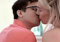 Busty piano teacher sucks a student cock to help him relax