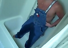 vibrator, make water and cum eating in my overalls