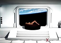 Earth Orbit. Sci-fi Sex Android Plays with a Hot Young Blonde