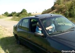 He picks up and bangs 80 years old granny outside