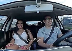 I put the cuckold in the driver's seat while his hung friend grabbed me from the back seat, we stop