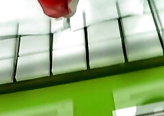 Xmas tgirl strokes big shemeat until she pops her cumload