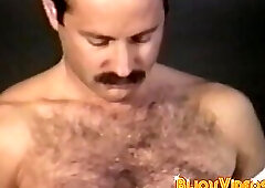 Stud vintage male strokes hairy big cock before cumming solo