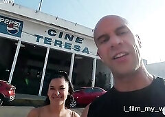 Strangers use My Wife for a Public Blowbang, Group-sex, Bukkake, and Anal Creampie at an Adult Theater