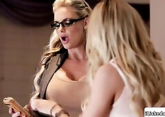 Blond honey gets visited by her husbands ex wife.The mother i'd like to fuck gets her nude,pushes her to the tutor, kisses and sucks on her teats