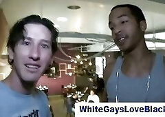 Interracial sex loving white guy gets a blowjob from black guy