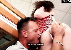 Nervous Blond Lika Star Practices Blow job and Sex in Hostel Full Scene