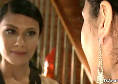 Gorgeous shemale dominates a guy and anal pounds him hardcore