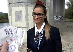 Stewardess Gets Cash for Sex