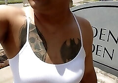 Blue Booty Shorts in the Summer.