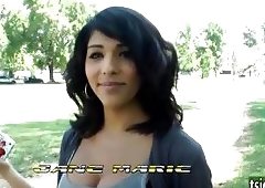 Alluring tranny Jane Marie in sexy white lingerie