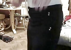 Cd tranny gets pounded by a strapon wearing gal webcam