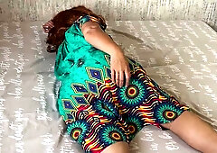 Red-haired mature milf bends over for deep anal on the bed