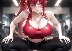 AI-generated compilation of Rias Gremory doing a sexy, perspired workout at the gym. Have a fun her ideal body glowing with sweat as that babe positio