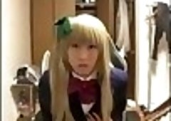 Cosplay cutie jerks off