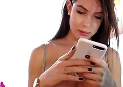 tattooed beautiful latina shemale with big tits jerking off