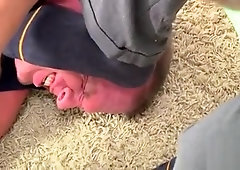 Excited homosexual lad in fetish solo