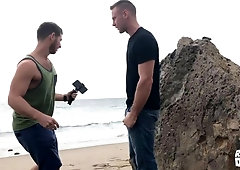 Beefy guys Brandon Evans and Spencer Whitman fuck outdoors