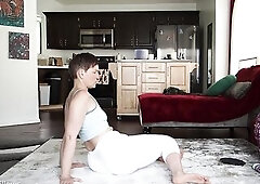 Stretching in yoga panties