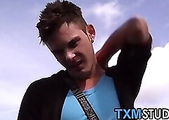 Cock craving twink rammed in moving car threesome