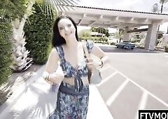 Tall gal masturbates in public washroom