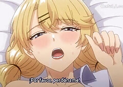 A beautiful girl is in a room licking her breasts and thrusting into him, getting creampied.